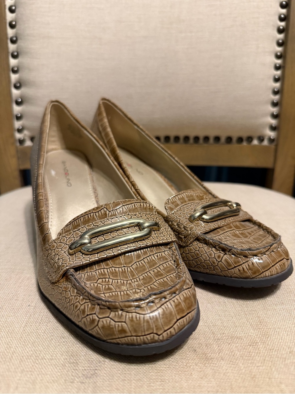 Bandolino Brown Croc-Embossed Heels Size 8.5M